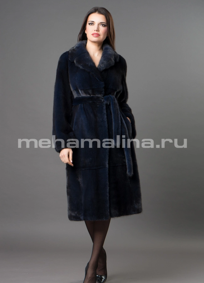 Норковая шуба модель № S-663 меха малина