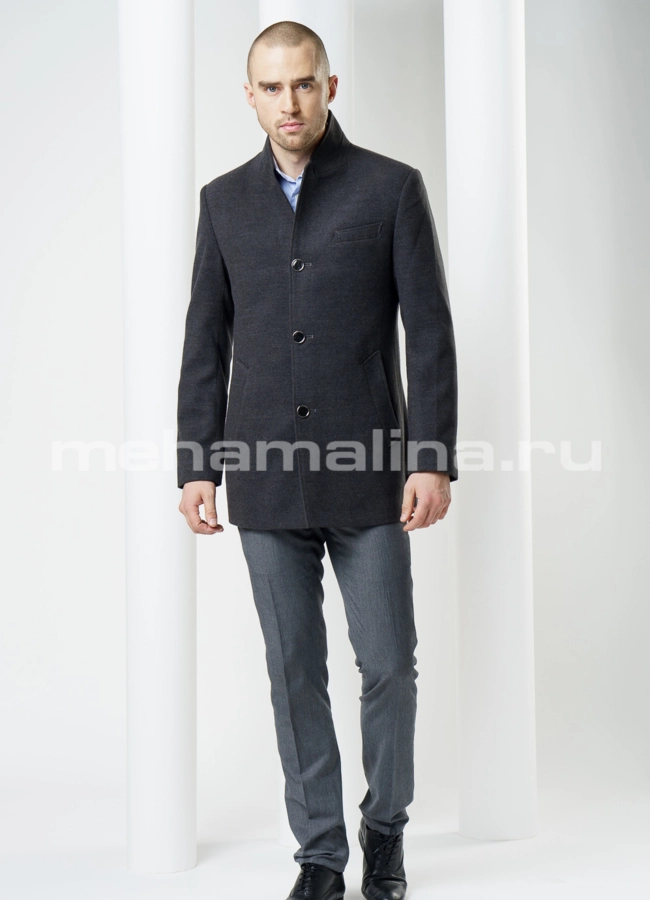 Пальто мужское из кашемира модель № PK-2 меха малина