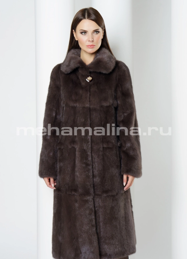 Норковая шуба  модель № S-638 меха малина