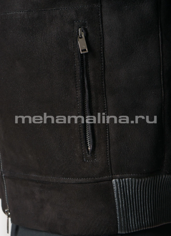 Дубленка на молнии с капюшоном модель № DM-124 универмаг малина