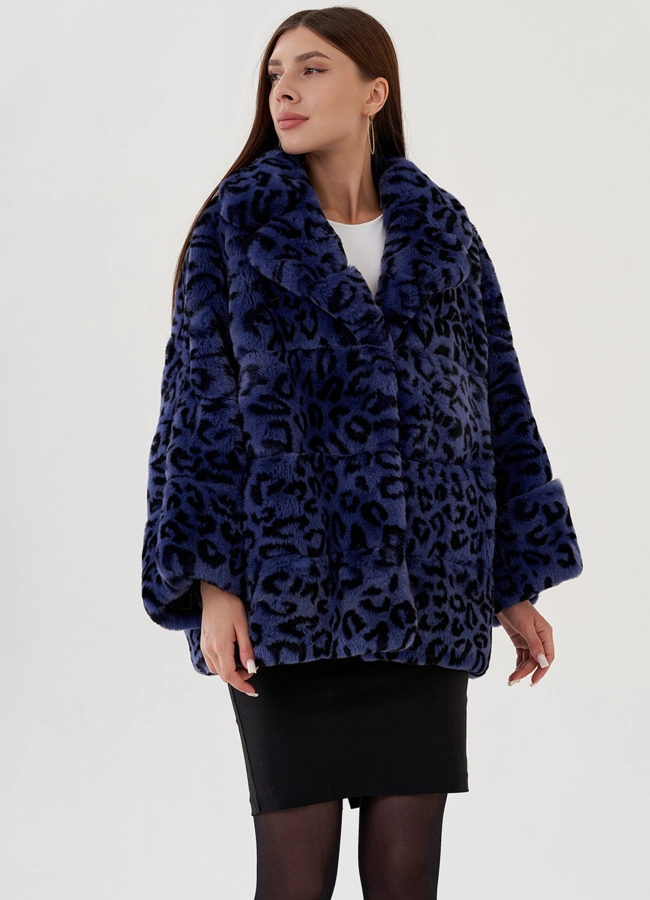 Укороченная шуба из кролика  модель № 81495 универмаг малина