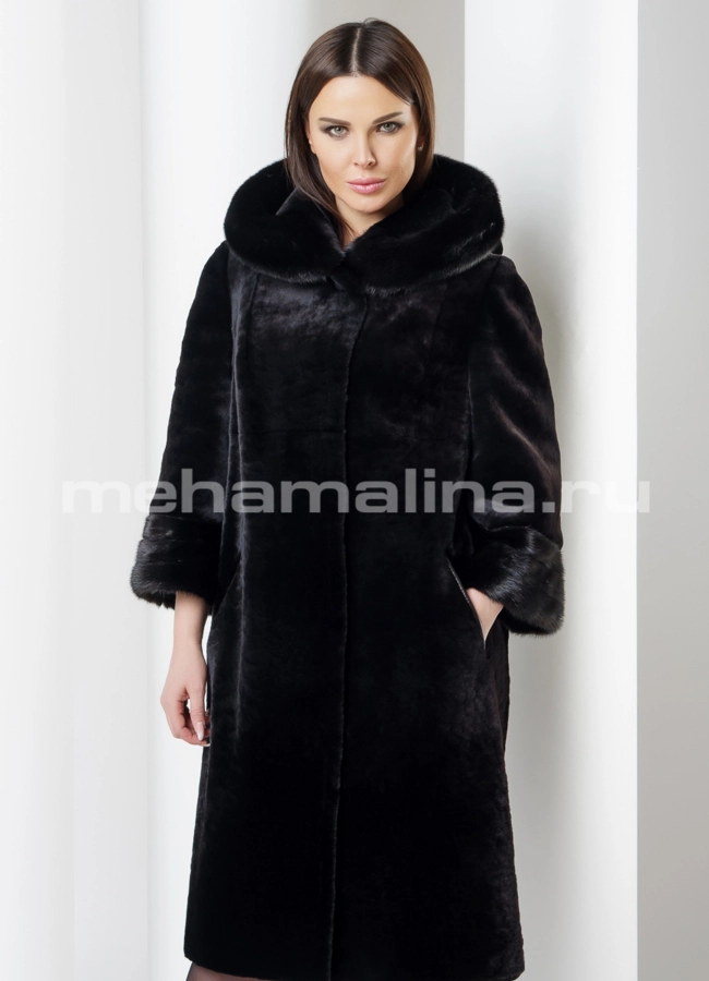 Шуба мутон модель № S-563 меха малина