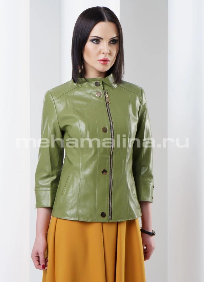 Куртка из эко кожи модель № K-302 меха малина