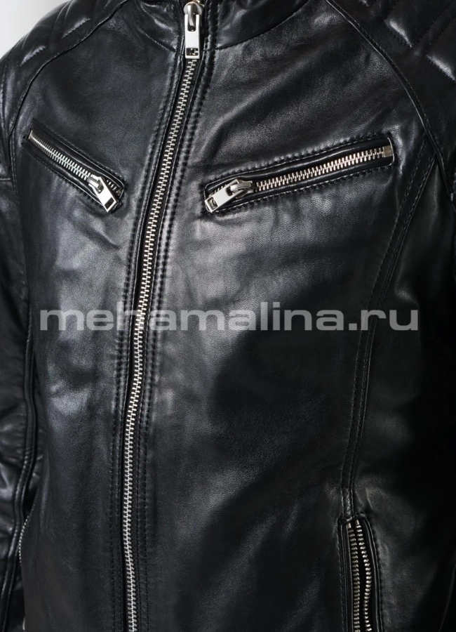 Мото куртка из натуральной кожи  модель № Boxter в рассрочку