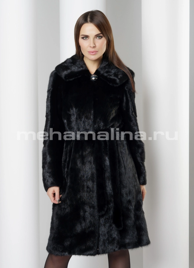 Норковая шуба модель № S-673 меха малина