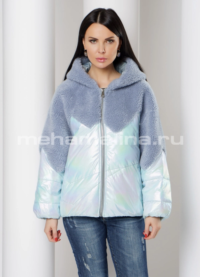 Укороченный пуховик с отделкой из шерсти модель № 2390 универмаг малина