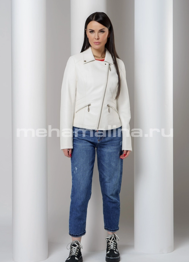 Куртка-косуха белая  модель № 1600 в рассрочку