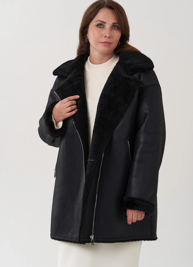 Женская дубленка из эко замши  модель № 25413 в кредит