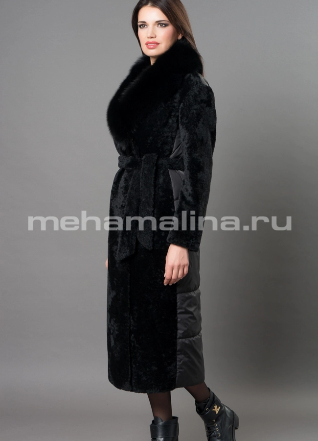 Дубленка Emilia Rinzi астраган модель № 3212-120 меха малина