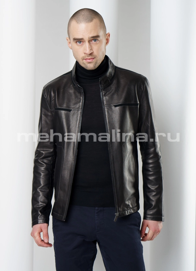 Мужская кожаная куртка модель № KP-207 универмаг малина