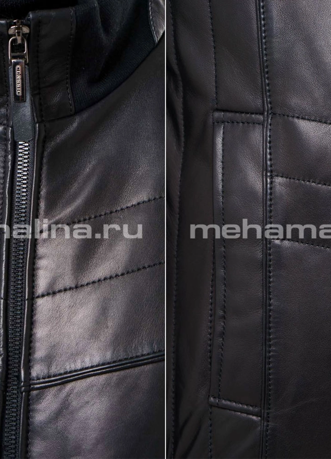 Кожаная куртка на молнии модель № KP-113 универмаг малина