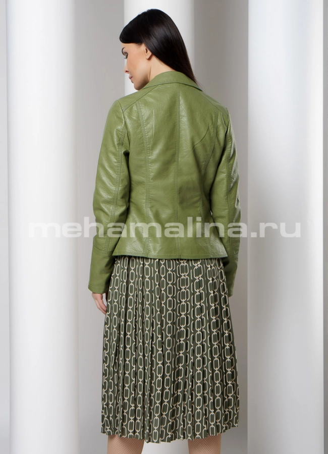 Куртка из эко кожи зеленого цвета  модель № 1555 в кредит