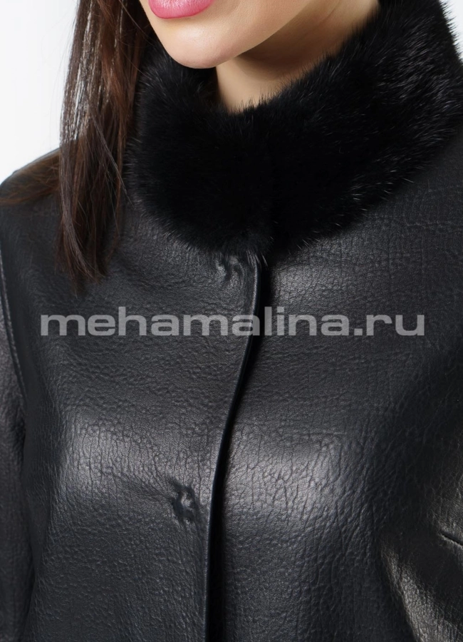Плащ с отделкой из норки модель № K-434 универмаг малина