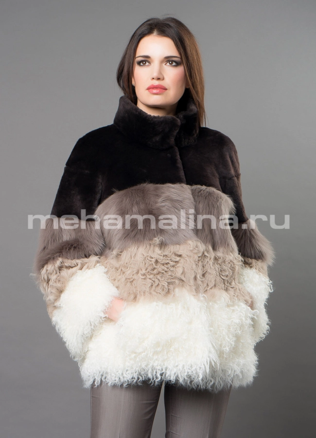 Укороченная дубленка Punto модель № 3206 универмаг малина