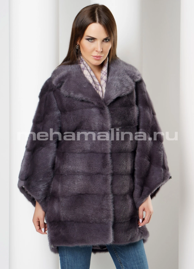 Шуба из норки цвет графит модель № S-630 универмаг малина
