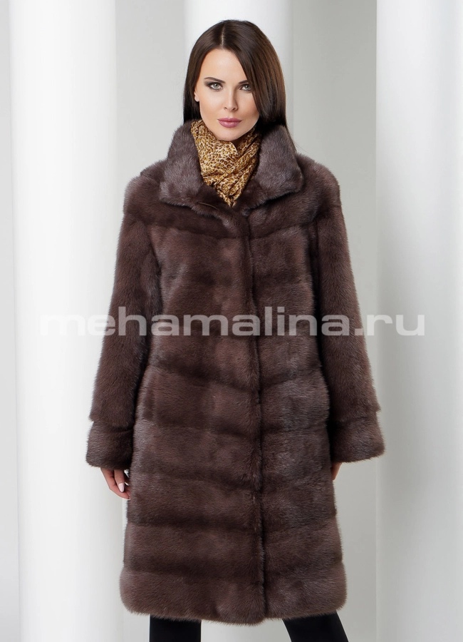 Шуба норка модель № S-537 меха малина