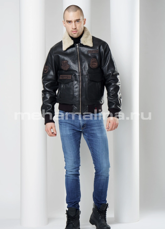 Кожаная утепленная куртка модель № KP-220 в рассрочку