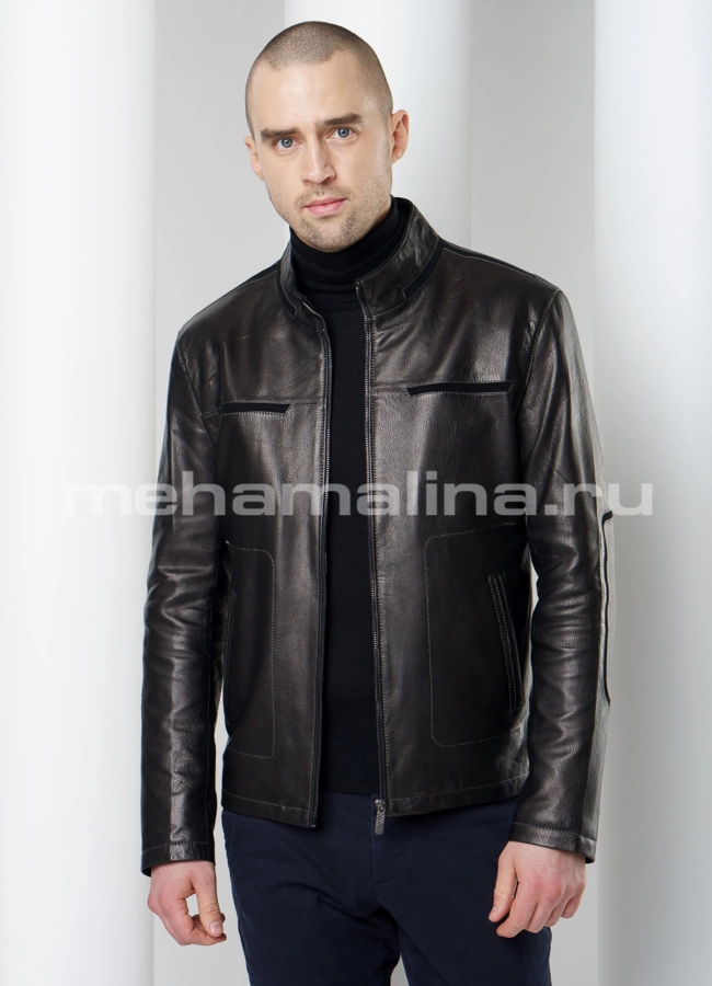 Мужская кожаная куртка модель № KP-207 универмаг малина