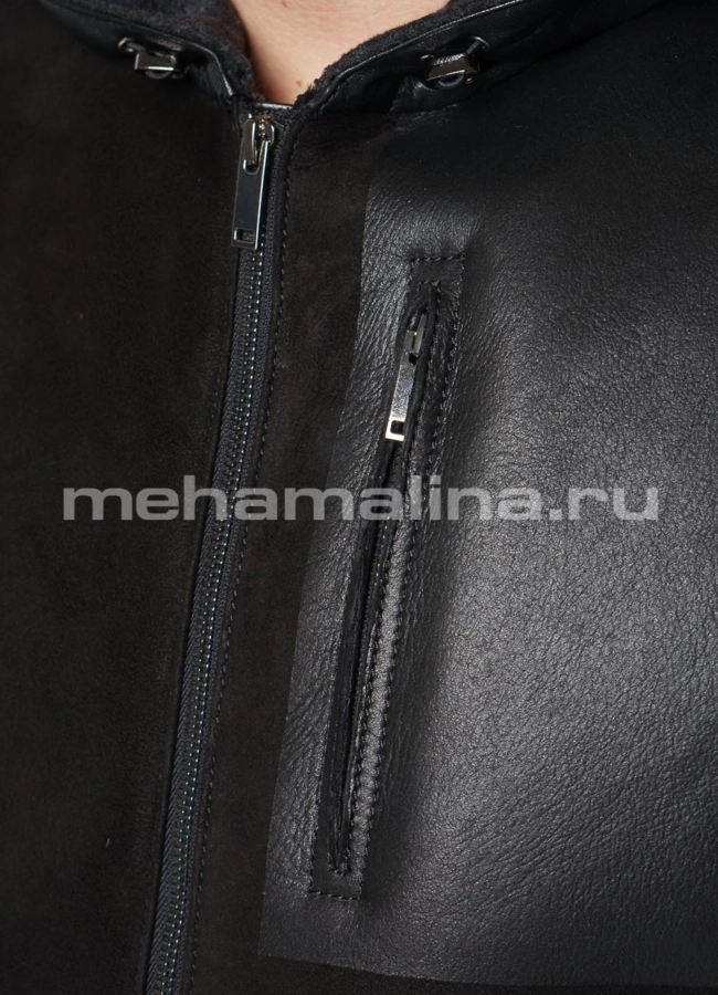 Дубленка на молнии с капюшоном модель № DM-124 универмаг малина