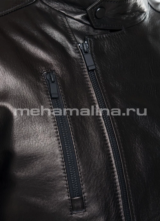 Кожаная куртка модель № KP-211 универмаг малина