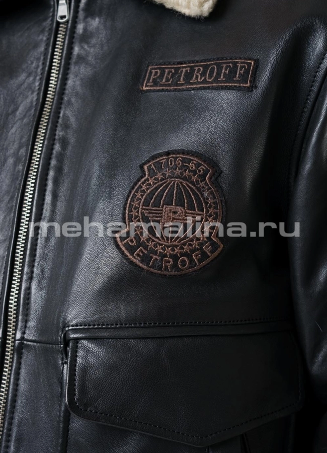 Кожаная утепленная куртка модель № KP-220 универмаг малина