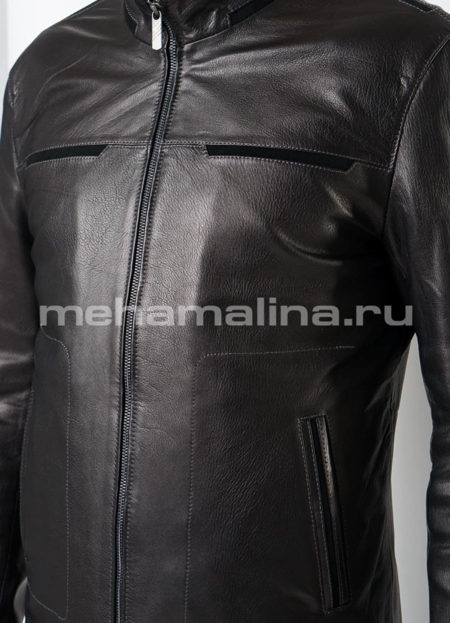 Мужская кожаная куртка модель № KP-207 универмаг малина