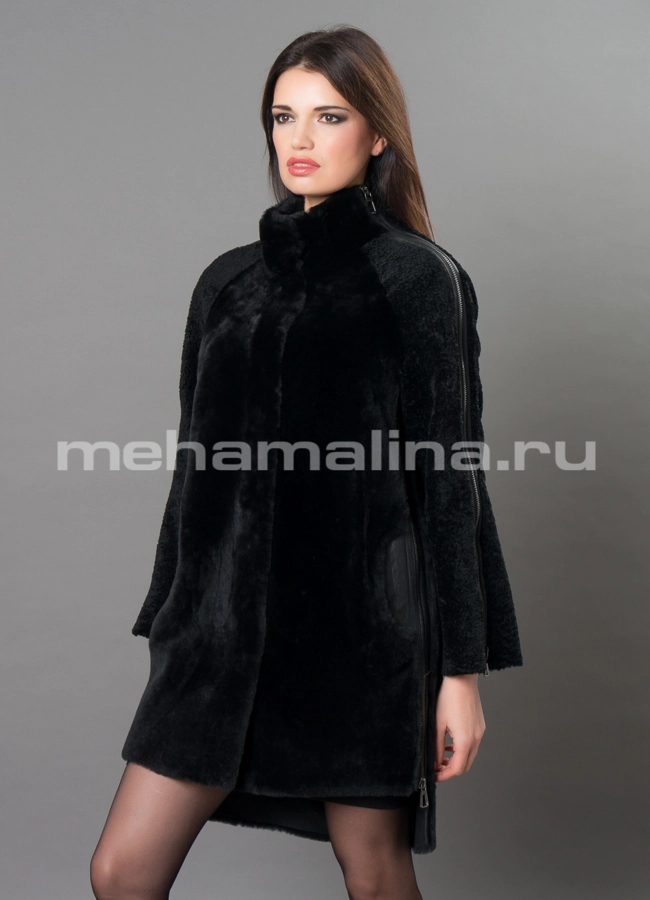 Дубленка Punto модель № 1009 меха малина