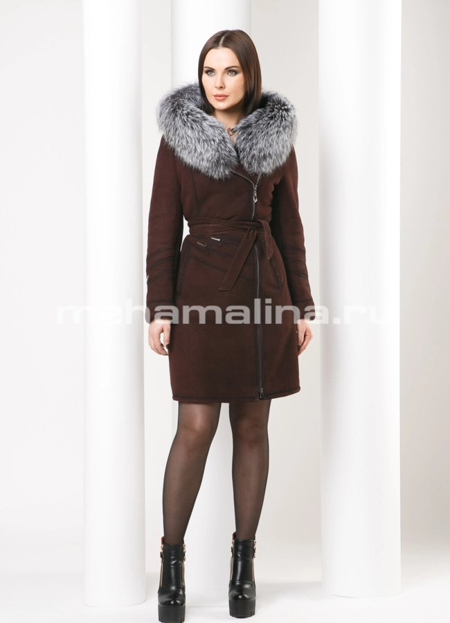 Дубленка с чернобуркой модель № D-161 универмаг малина