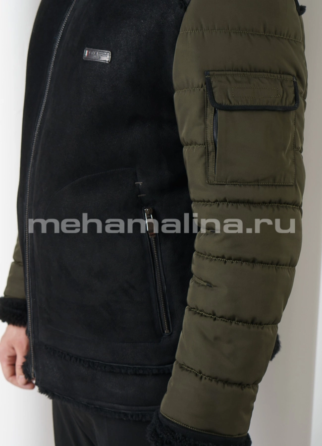 Мужская дубленка с текстилем модель № DM-130 в рассрочку