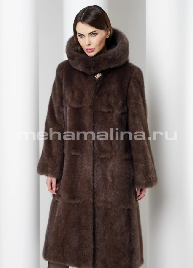 Норковая шуба модель № S-568/1 меха малина