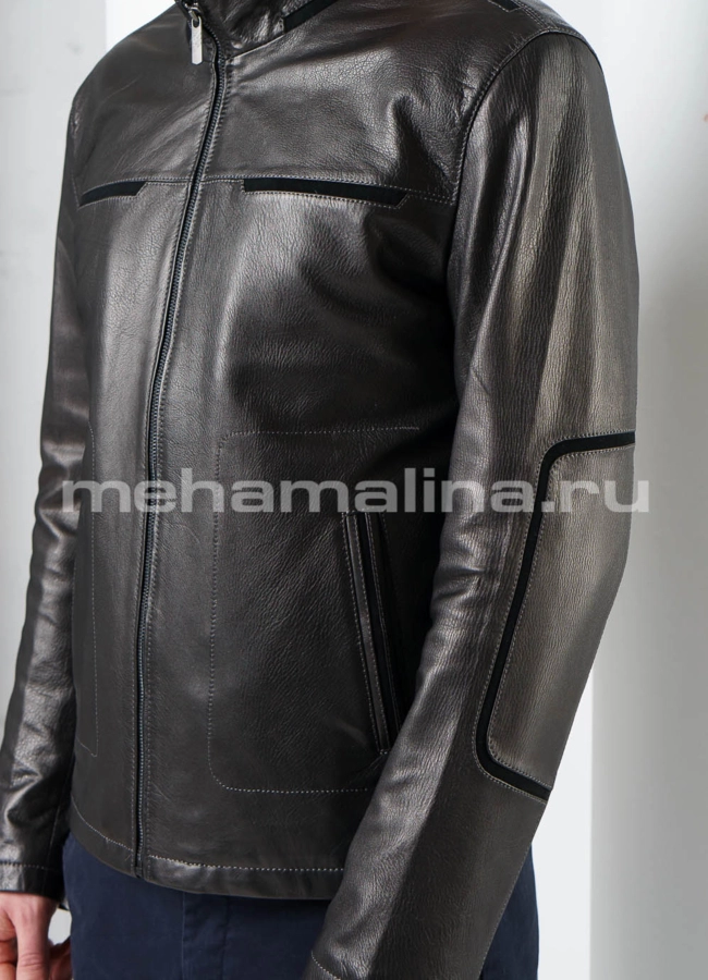 Мужская кожаная куртка модель № KP-207 универмаг малина